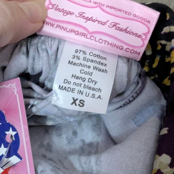 NWT Pinup Couture sz XS purple butterfly puckered semi circular skirt 50s flare - Picture 6 of 6